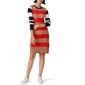 Scotch & Soda Striped Red and Brown Knit Sweater Dress Long Sleeve Size Small